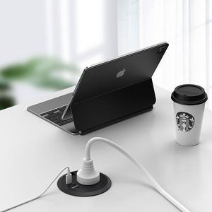 Salida de ojal de alimentación para sala de conferencias de escritorio redondo con agujero de 80mm con puerto PD20w 2USBA-USB-C/enchufe inteligente redondo para muebles de oficina - Product Image 4