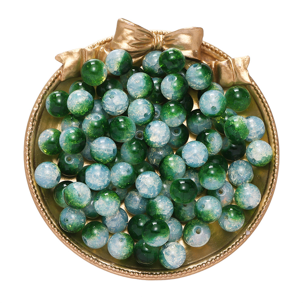 Glass beads - green and white