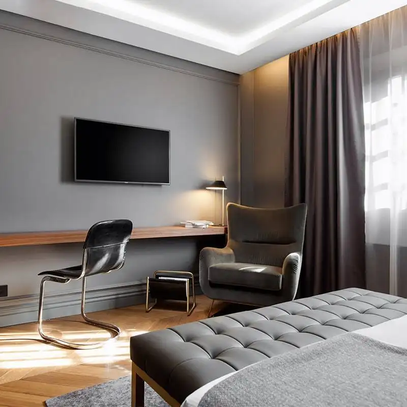 Muebles de dormitorio de hotel de 5 estrellas de lujo de China Hampton Inn conjunto de Muebles personalizados de hotel de cinco estrellas