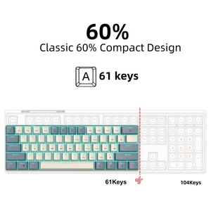 Teclado mecánico ergonómico con interruptor rojo de 61 teclas, LED azul hielo, USB 2,0, núcleo de brazo, Plug-and-Play para juegos, oficina, ordenador con cable - Product Image 4