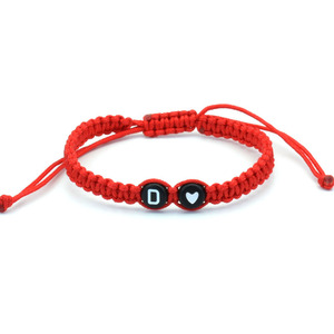 Trendy Flat Knot Woven Initial String Bracelet Adjustable Handmade Ropes Braided A-Z Black Letter Heart Bracelets for <strong>Couples</strong> - Product Image 4