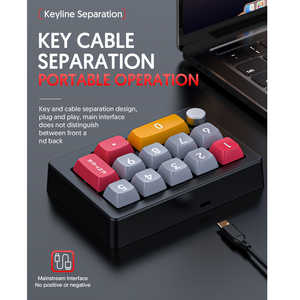 K808带旋钮的USB迷你宏机械游戏键盘编程键盘，RGB发光二极管背光键盘宏支持单手