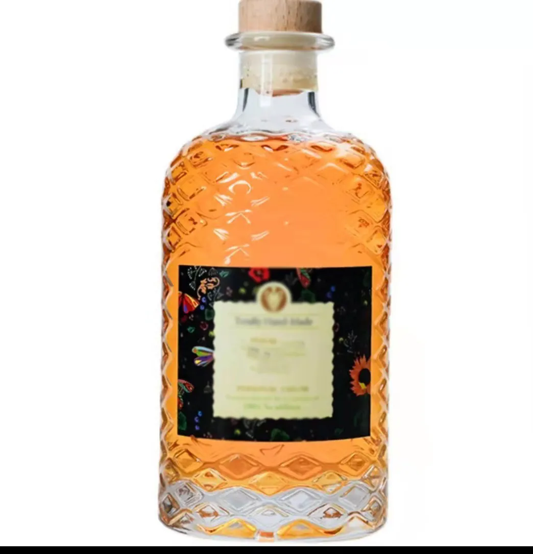 Bouteille de whisky en verre avec bouchon, usine professionnelle, Rare plat Rst Exo, Sublimation 375ml 700ml 1 ltr