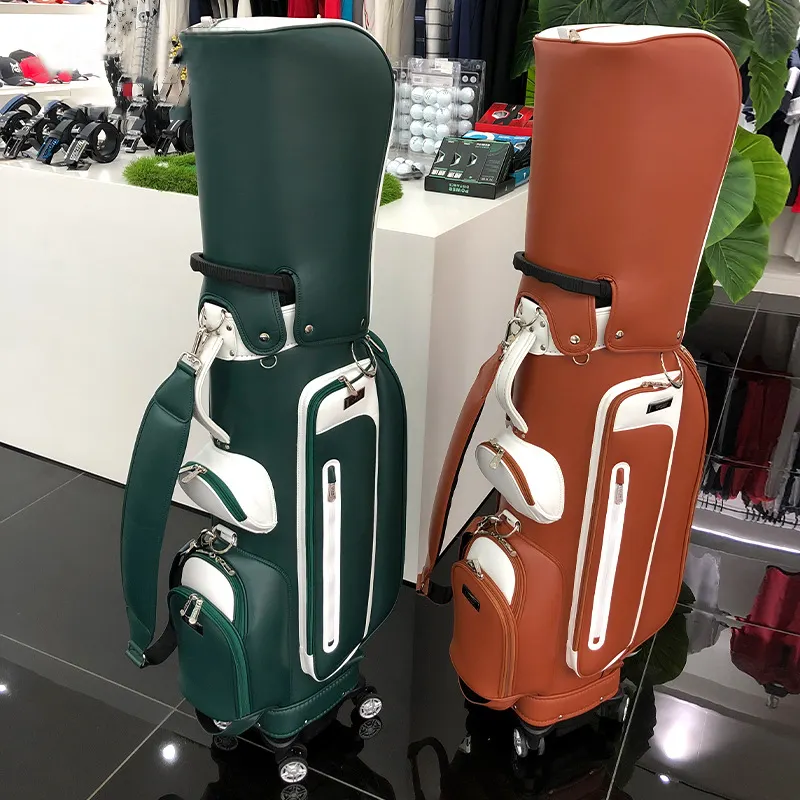 Sacs de voyage personnalisés de haute qualité en cuir imperméable vert avec logo brodé Tour Golf
