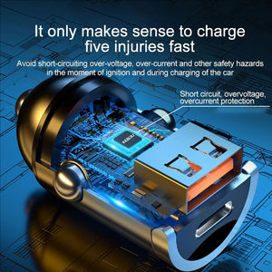 アルミニウム電気自動車充電器急速充電器PDタイプc100WデュアルUSBQC3.0プルリングポータブルミニUSB自動車電話充電器アダプター - Product Image 6