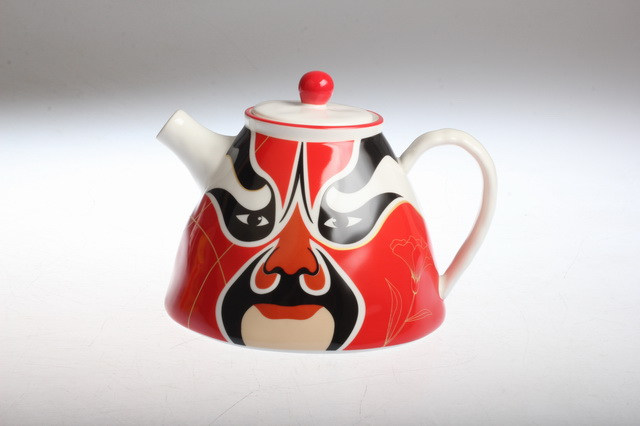 1075cc Tea pot with Red Rim & Decal