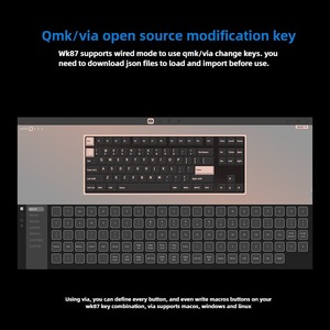 Weikav WK87 Teclado mecánico para juegos 87% Diseño Intercambiable en caliente RGB Programable QMK/VIA Teclados personalizados - Product Image 3
