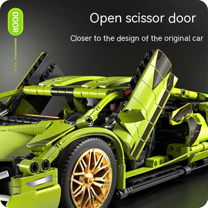 Uzaktan kumanda içinde Cyberpunk lamborghyarış CarBlock oyuncak araba uyumlu 1:14 çocuk hediye spor araba modeli yapı taşı seti - Product Image 4
