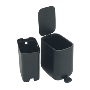 Cubo de basura a prueba de agua con forma rectangular, cubo de basura interior de 7L equipado con tapa de cierre suave y diseño abierto