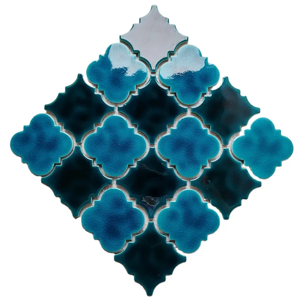 Moderne Türkis Blues Ice Crackle Farbe Blumenmuster Keramik Mosaik Design Fliese