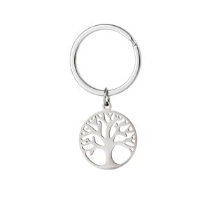 新兴镀银水滴钥匙扣女镂空生命树图案圆形饰品时尚钥匙扣 - Product Image 1