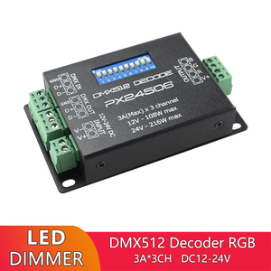 PX24506 DMX 512 Decoder Treiber 9A DMX 512 Verstärker 12V 24V LED DMX512 Controller für RGB LED Strip Lights