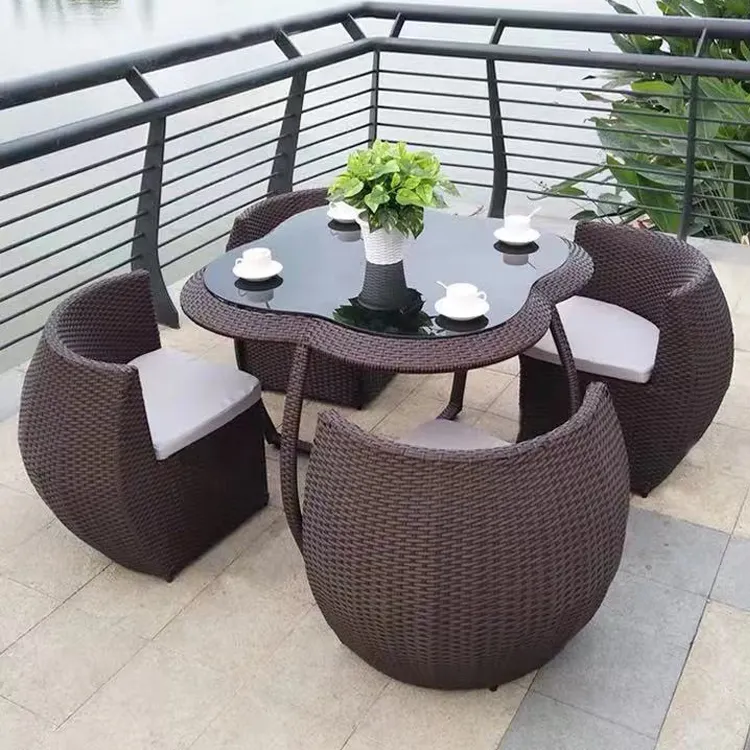 Conjunto de móveis para pátio, 4 peças, mobiliário, jardim, conjunto de sofá e jardim em rattan plástico