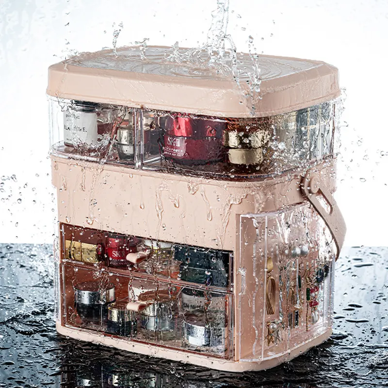Özel masa parfüm şişe sergileme rafı makyaj akrilik kozmetik ekran standı ile led çekmece kozmetik