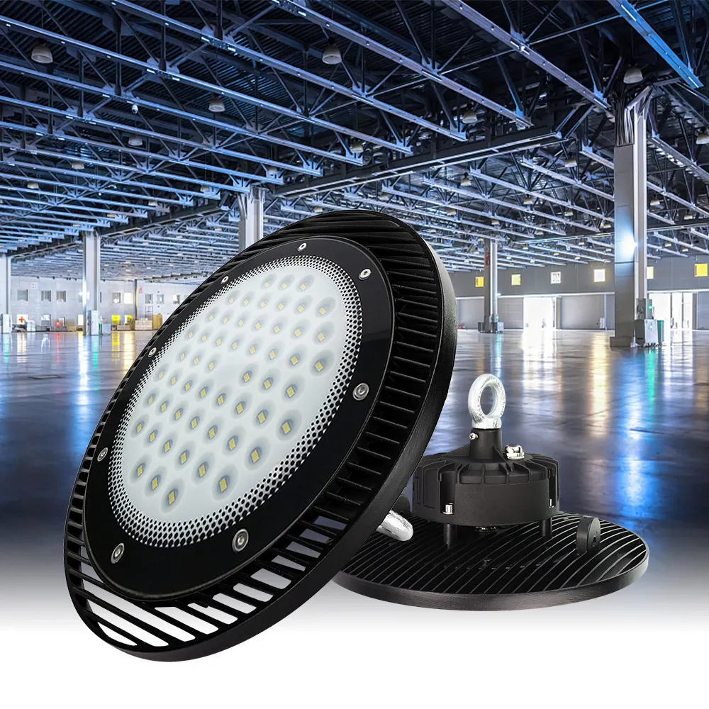 KCD depo gölgelik yuvarlak Bridgelux kısılabilir DMX IP67 CE RoHS EMC endüstriyel elektrik UFO 50W 100W 150W 200W UFO LED yüksek raf lambası