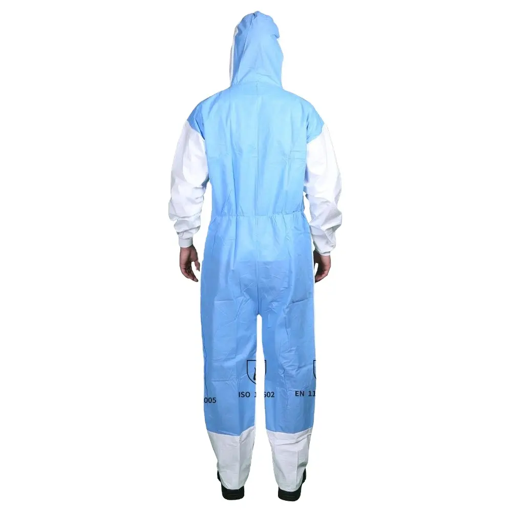 Combinaison de protection corporelle jetable chimique Type 5/6 Vêtements de sécurité industrielle Microporeux et SMS à l'arrière
