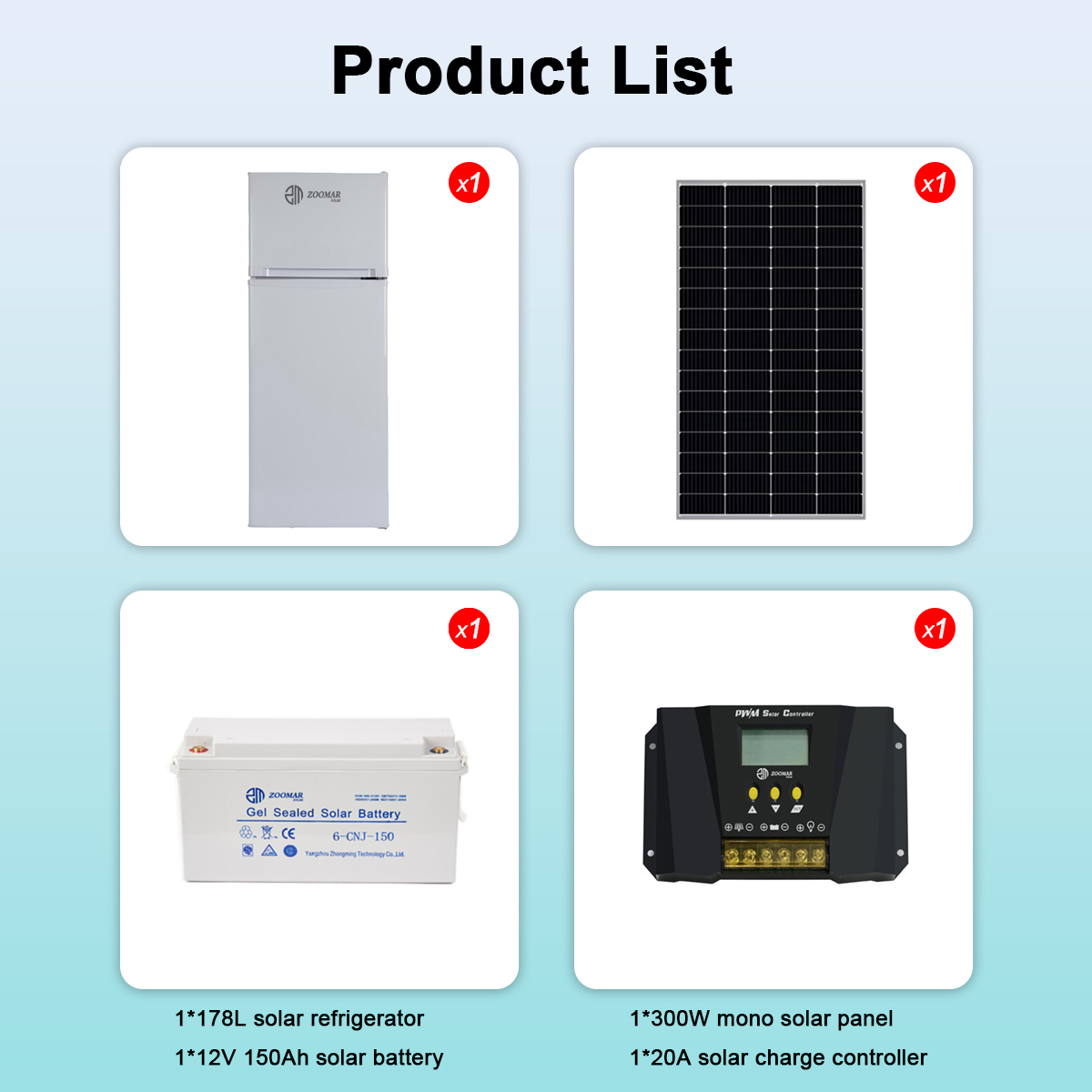 Refrigerador solar de juego completo