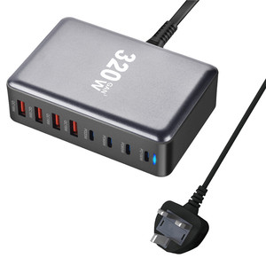 New Design 320W GaN 8-Port USB-C Charger PD QC 3.0 Fast Charging Station Dock for Laptop Tablet Phone Laptop <strong>Multiple</strong> Devices - Product Image 4
