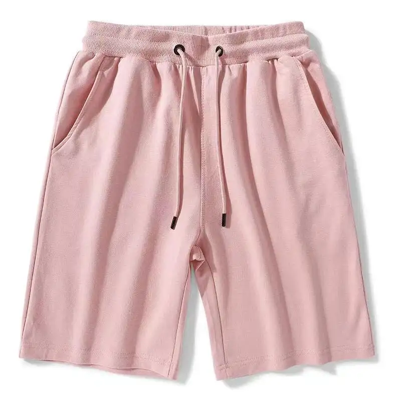 Pantalones de chándal atléticos atados de tendencia de verano Color sólido Casual todo en uno pantalones cortos holgados de cinco puntos Unisex pantalones de chándal