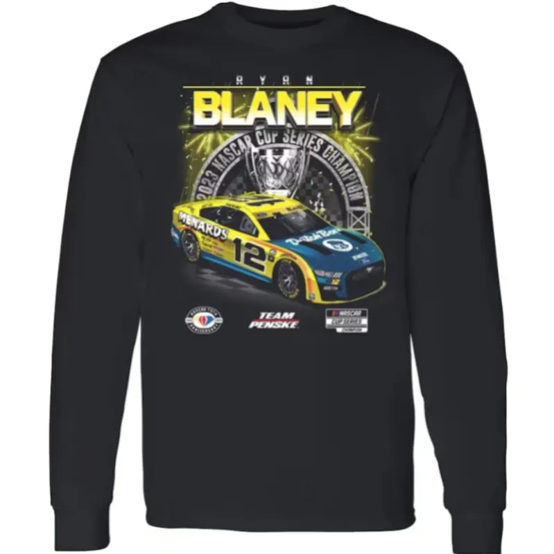 2023 manica lunga ufficiale Nascar Cup serie campione t-shirt nera