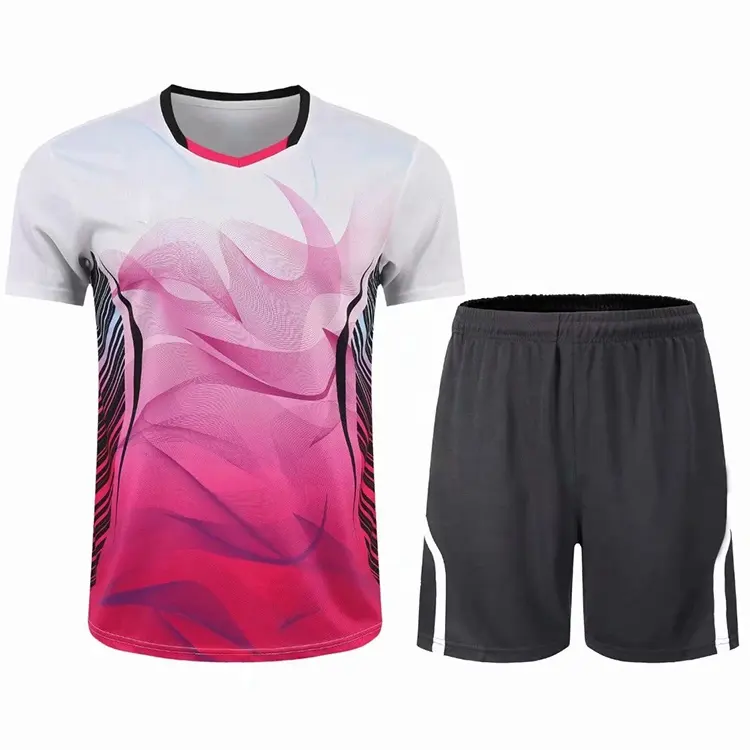 Di alta qualità di badminton jersey set di marca di modo shirt con pantaloncini da tennis a buon mercato pallavolo usura con logo