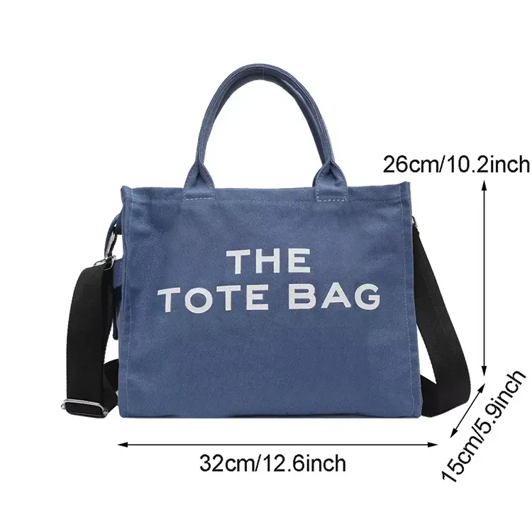 Custom Stylish Thick large capacity women's messenger Canvas Tote Bag with Sturdy Handles and Bottom