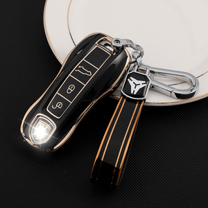 Premium yumuşak TPU araba anahtarı durum kapak aksesuar kabuk Porsche için 718 Cayenne Paramela 911 ile anahtarlıklar çanta anahtarlığı - Product Image 2