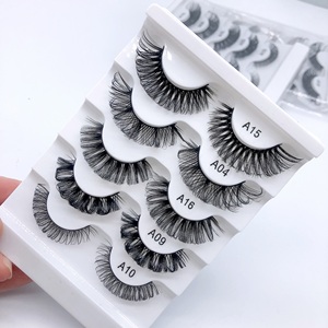 Wholesale Handmade D Curl Strip Russian Volume <strong>Eye</strong> <strong>Lashes</strong> Synthetic Hair 5 Pairs Pack False Eyelashes Russian Strip <strong>Lashes</strong> - Product Image 5