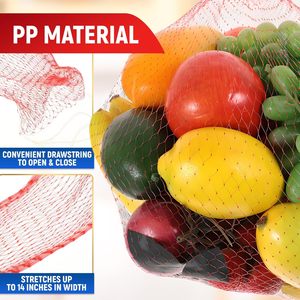 200Pcs 13.7 in Drawstring Mesh Bag Produce Vegetables Storage Mesh Bag Onion <strong>Netting</strong> for Farmers <strong>Market</strong> Bag - Product Image 3