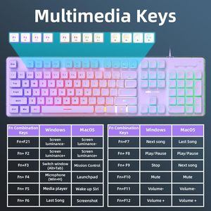 104-Key RGB Purple Gaming <strong>Keyboard</strong> <strong>Mouse</strong> <strong>Combo</strong> 6-Speed Pudding Keycaps Silent for PC Mac Windows Office <strong>Computer</strong>/Laptop - Product Image 2