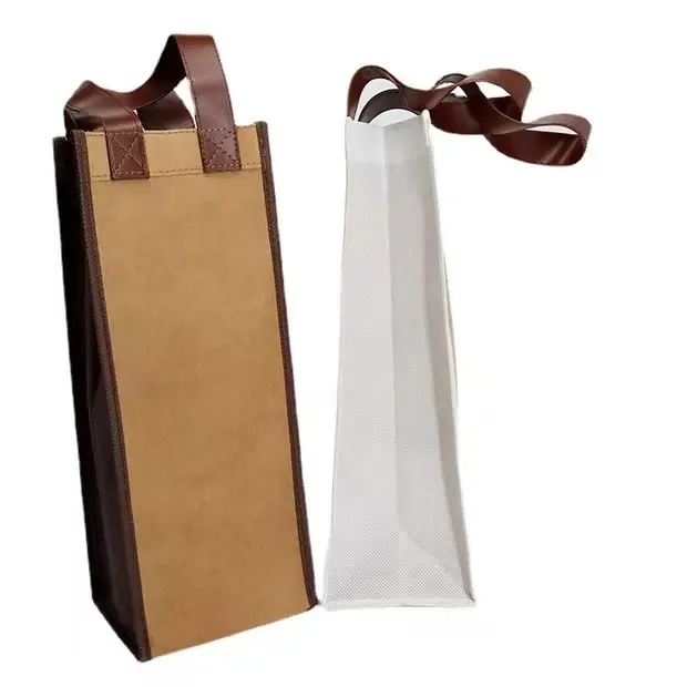 Нетканая крафт-бумага искусственная кожа сумка для вина
