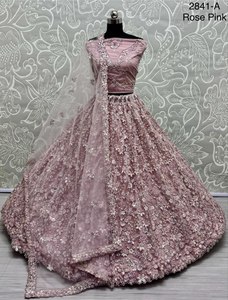 Extraordinary sequins Flower Pattern Embroidery with Thread work <strong>Designer</strong> Lehenga choli bulk product - Product Image 3