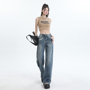 YHJ-091 Women's Stylish Washed Casual <strong>Jeans</strong> Long <strong>Low</strong> <strong>Rise</strong> With Pockets Size XL Breathable and Quick Dry Factory Direct - Product Image 5
