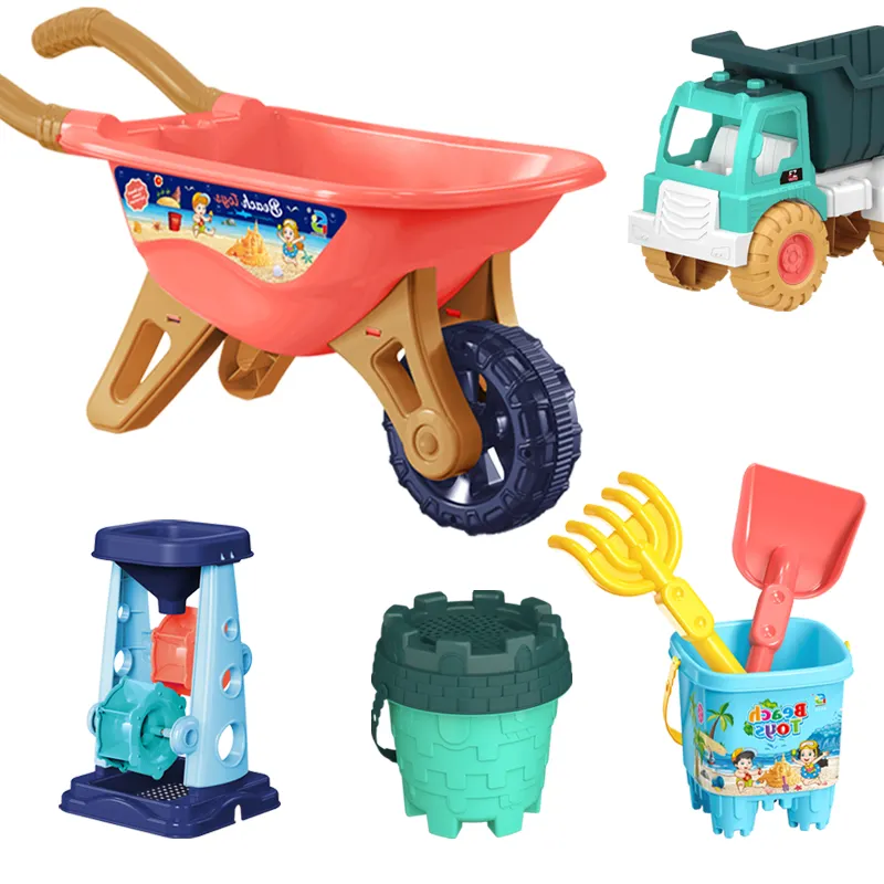 Kids beach toy car set baby shovel beach digging sand play with sand tools shovel and bucket hourglass sand pool type