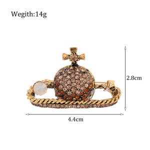 Thời trang và sáng tạo Saturn đầy đủ kim cương Tây hoàng hậu dowager Trâm Retro hành tinh Trâm phụ nữ quần áo hành tinh ngực hoa - Product Image 6