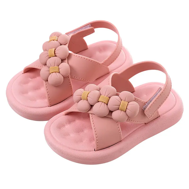 Sandalias suaves para niñas, zapatos bonitos de color negro, blanco y rosa, para verano, 2023