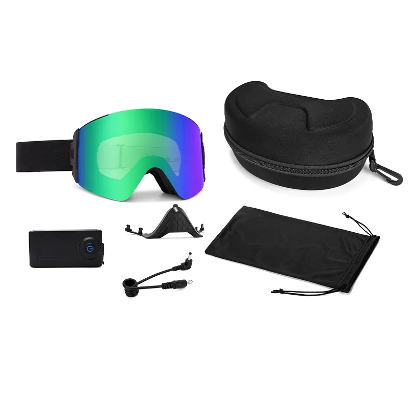 Ski Goggles Anti-fog Heated lens Perfect fits helmet