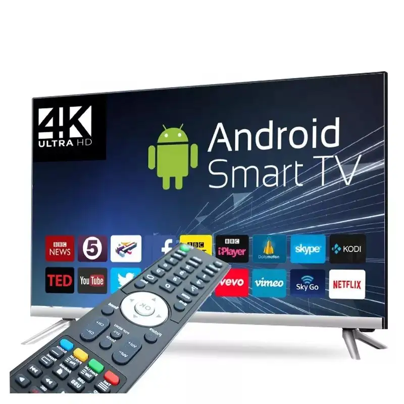 Melhor Preço 4K Guangzhou Fábrica de Tv LCD de tela plana 65 55 50 43 32 32 em polegadas UHD inteligente Android polegadas LED TV