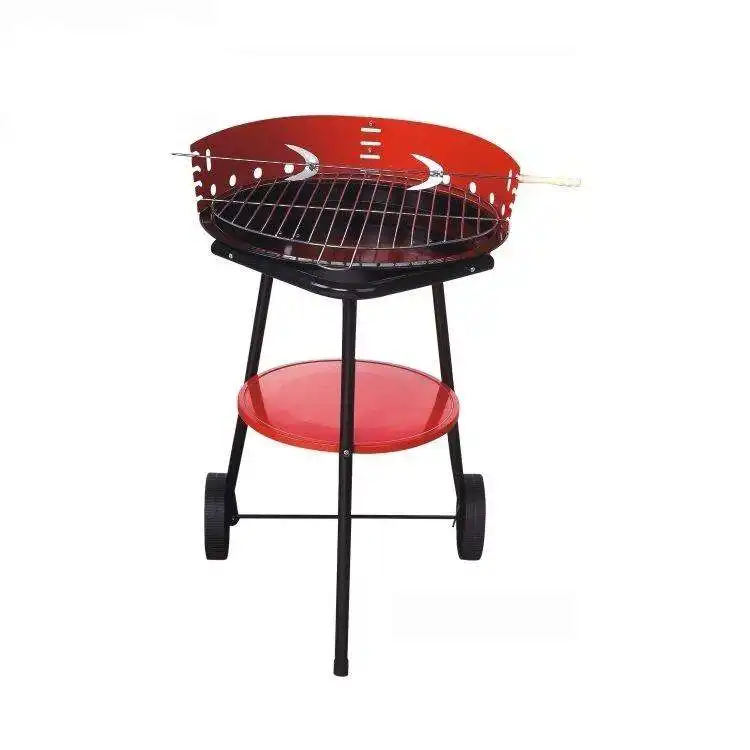 Patio al aire libre Picnic BBQ mini portátil ahumador de carbón grande 3 patas rojo barbacoa parrillas