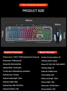 Combo de teclado y ratón con cable USB retroiluminado RGB, juego ergonómico para juegos para escritorio, hogar, portátil y portátil - Product Image 2