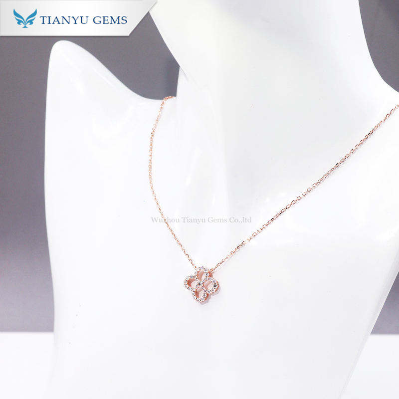 สร้อยคอโช้คเกอร์โมอิสไรต์ชุบทองชมพู 18k เงิน 925