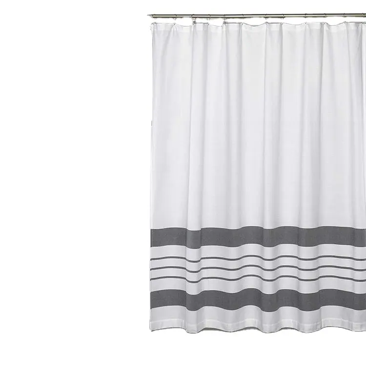 Cortina de baño blanca de rayas finas de color tostado moderno, tela de poliéster, cortina de ducha de 180*180cm para cuarto de Ducha