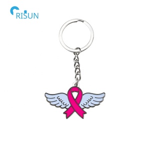 Fabriek Liefdadigheidsactiviteiten Borstkanker Bewustzijn Roze Lint Sleutelhangers Sleutelhangers Souvenir Metalen Custom Borstkanker Sleutelhanger - Product Image 6