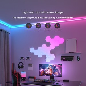 Tuya Smart TV pantalla sincronizada luz RGB Sinfonía Control de voz LED Cob Hexagonal luz ambiental IP65 8mm PCB ancho 12V entrada - Product Image 2