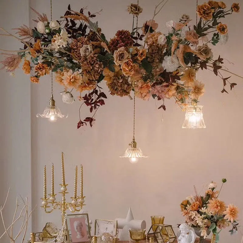 Venda imperdível flores de seda artificiais para pendurar no teto, decoração de paredes, flores artificiais para casamento