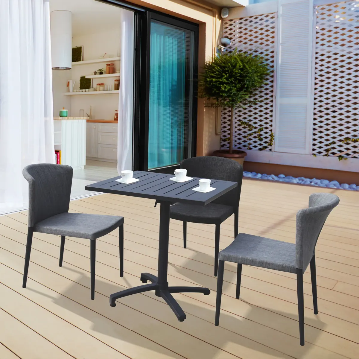 CA403 Tuinmeubelen Outdoor Klaptafel Set Patio Eettafel Salontafel Tuinmeubilair