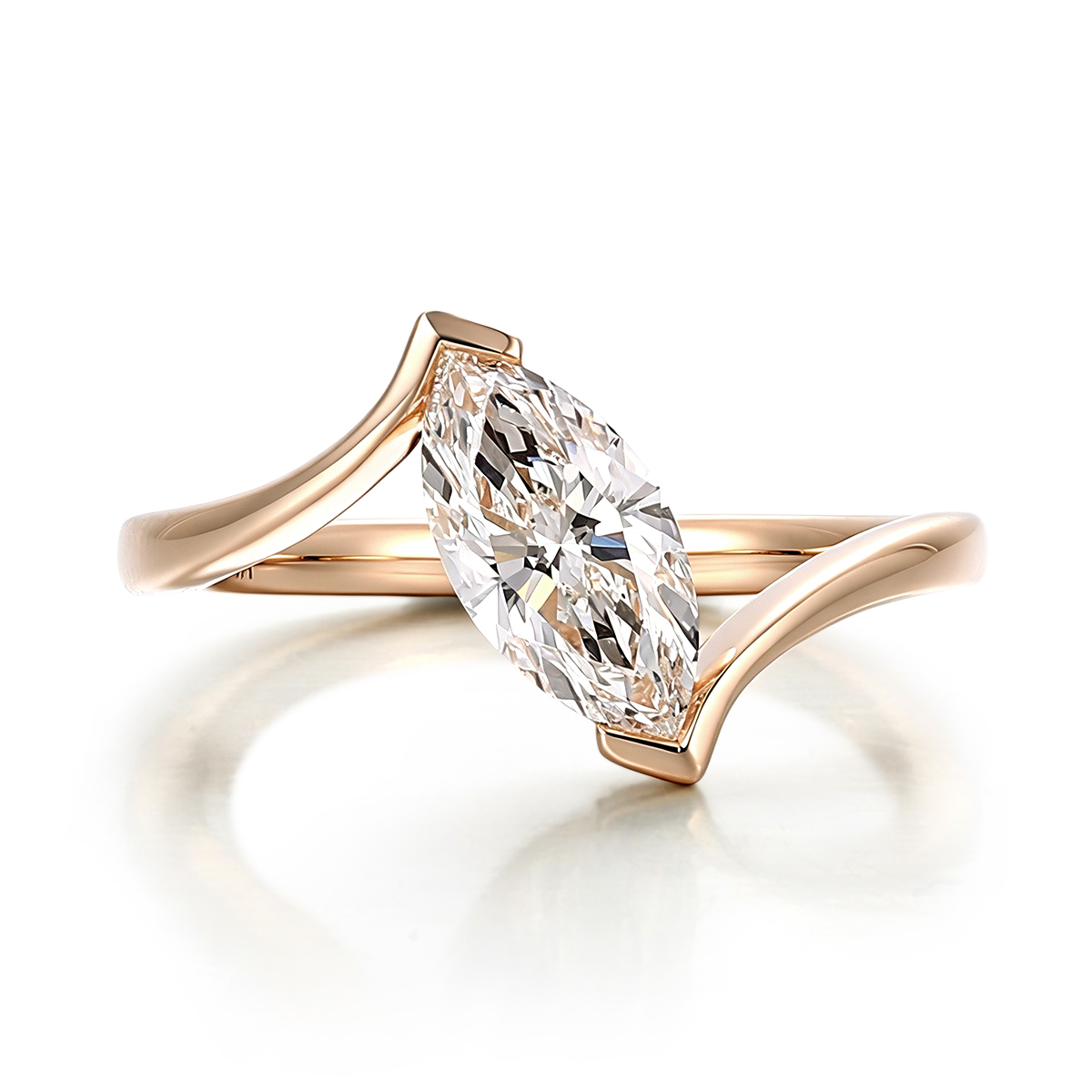 Real solid 14k gold lab diamond ring