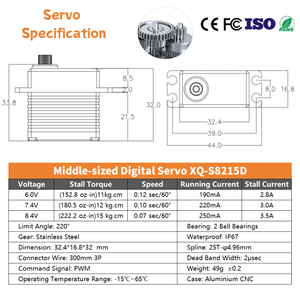 Xq-Điện 15Kg Trung-Có Kích Thước Kỹ Thuật Số Servo Mô-men Xoắn Lớn Kim Loại Bánh Răng Servo Thích Hợp Cho 1/10 <span class=keywords><strong>RC</strong></span> Xe Bánh Xích Xe Chính Xác Chỉ Đạo - Product Image 3