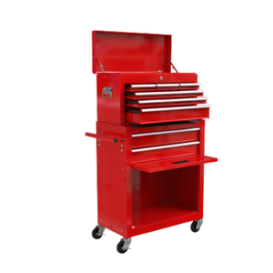 车库车间用8抽屉滚动工具箱，带轮子大容量金属储物柜-红色FCJ - Product Image 2