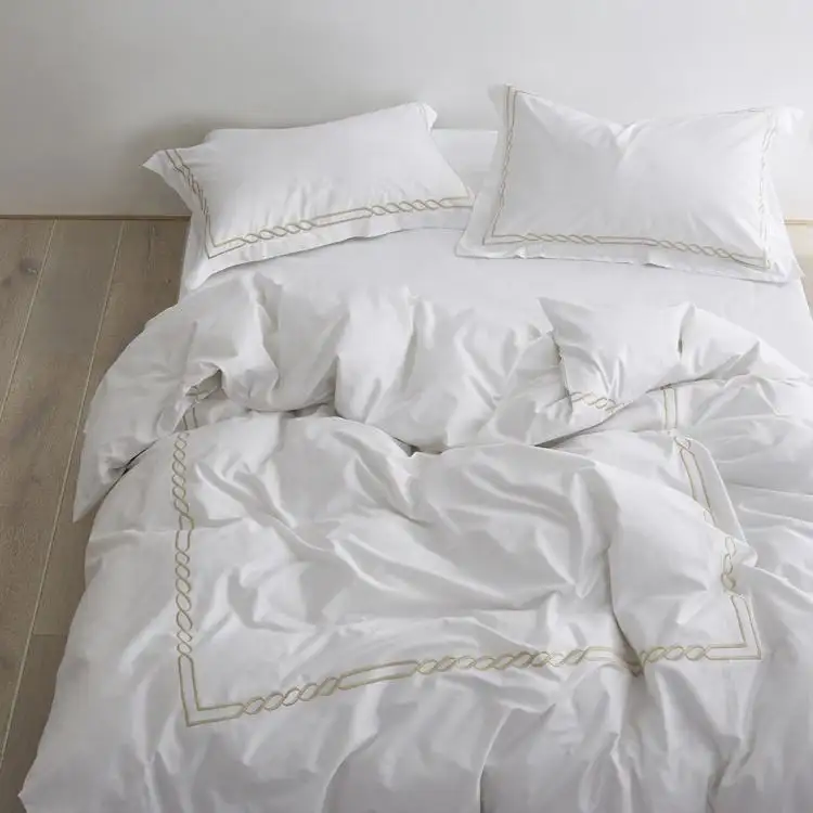 Comforter bộ sang trọng Quilt Duvet bedding Set biểu tượng tùy chỉnh 100% cotton khách sạn Khăn trải giường 400TC Nữ Hoàng Kích thước chất lượng tấm 60 đồng bằng